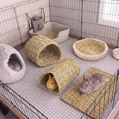 4 Pack Guinea Pig Grass Tunnel and Hideout Set Small Animal Accessories in Kuwait