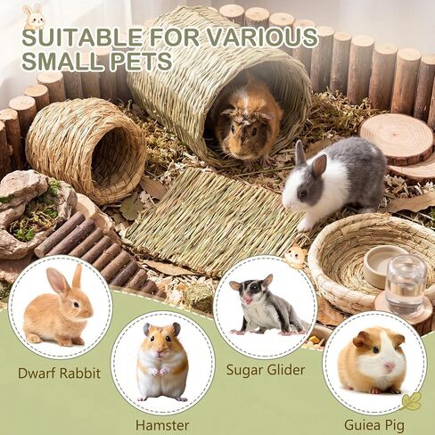 4 Pack Guinea Pig Grass Tunnel and Hideout Set Small Animal Accessories in Kuwait