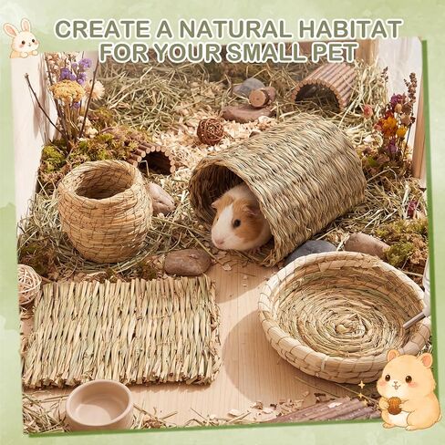 4 Pack Guinea Pig Grass Tunnel and Hideout Set Small Animal Accessories in Kuwait