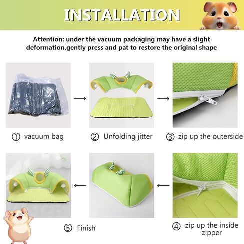 Guinea Pig Hideout & Tunnel Set, Washable Bed for Small Animals in Kuwait
