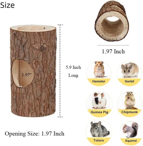 Wood Log Tunnel for Hamsters, Hideout Tube Toy for Pet Rat in Kuwait
