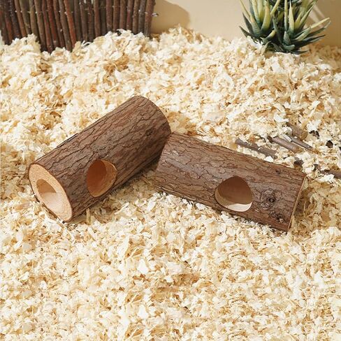 Wood Log Tunnel for Hamsters, Hideout Tube Toy for Pet Rat in Kuwait