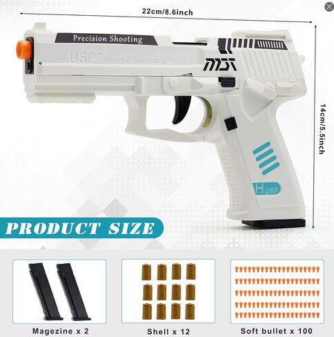 Automatic Shell Ejection Toy Gun, Automatic Reloading Rebound Pistols for Shooting Game Educational Toys Gifts for Kids Boys Girls in Kuwait