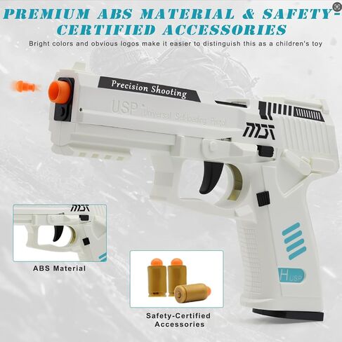 Automatic Shell Ejection Toy Gun, Automatic Reloading Rebound Pistols for Shooting Game Educational Toys Gifts for Kids Boys Girls in Kuwait