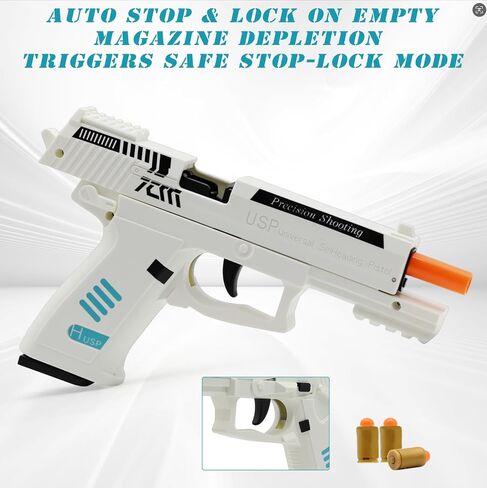 Automatic Shell Ejection Toy Gun, Automatic Reloading Rebound Pistols for Shooting Game Educational Toys Gifts for Kids Boys Girls in Kuwait