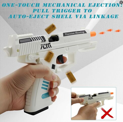 Automatic Shell Ejection Toy Gun, Automatic Reloading Rebound Pistols for Shooting Game Educational Toys Gifts for Kids Boys Girls in Kuwait