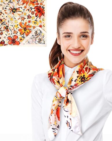 CBC Crown Autumn Fall Leaves Leaf Pattern Silky Feel Scarf 13"x60" or 35"x35" in Kuwait
