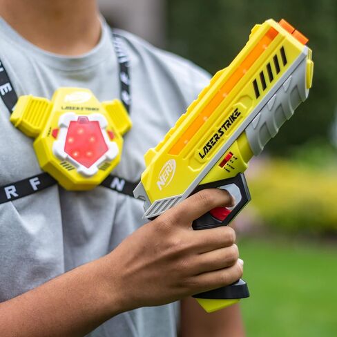 NERF Laser Strike 4 Player Laser Tag Game Pack Complete with 4 300ft Range Blasters, 4 Target Vests & 4 Holsters - Indoor or Outdoor Play Arcade Games, Toys for Kids & Family in Kuwait
