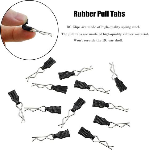 24pcs 1mm Universal Remote Control Body Clips with Pull Tabs, Compatible with All 1/14 1/16 1/18 Scale SCX24 ruck Buggy Shell Replacement Parts in Kuwait