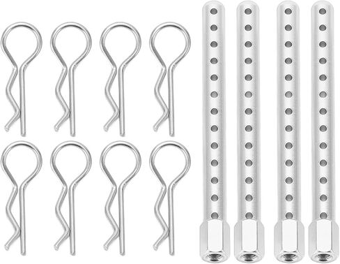RC Body Post, High Strength Aluminum Alloy RC Car Shell Column Car Shell Holder Mounts with Buckle for HSP 94102 94122 94103 94 1/10 (Silver) in Kuwait