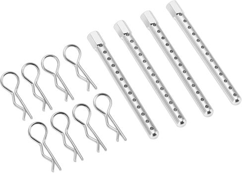 RC Body Post, High Strength Aluminum Alloy RC Car Shell Column Car Shell Holder Mounts with Buckle for HSP 94102 94122 94103 94 1/10 (Silver) in Kuwait