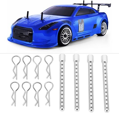 RC Body Post, High Strength Aluminum Alloy RC Car Shell Column Car Shell Holder Mounts with Buckle for HSP 94102 94122 94103 94 1/10 (Silver) in Kuwait