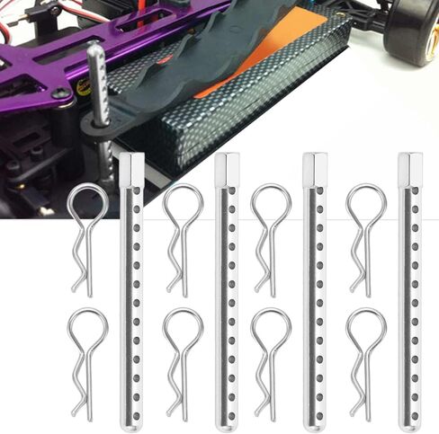 RC Body Post, High Strength Aluminum Alloy RC Car Shell Column Car Shell Holder Mounts with Buckle for HSP 94102 94122 94103 94 1/10 (Silver) in Kuwait