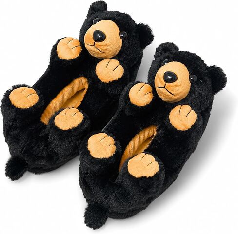 Kids Funny Fuzzy Animal Slippers, Cute Cozy Non-Slip House Shoes for Boys & Girls, Shoe Size 1-4 in Kuwait
