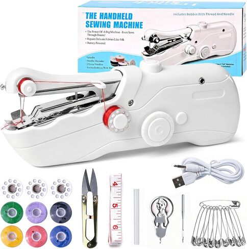 Hand Held Sewing Machine, Portable Sewing Machine For Beginners & Adults Hand Held Sewing Device with Sewing Kit, Quick Stitch Suitable for DIY Home Travel in Kuwait