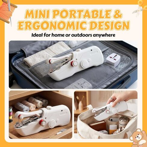 Hand Held Sewing Machine, Portable Sewing Machine For Beginners & Adults Hand Held Sewing Device with Sewing Kit, Quick Stitch Suitable for DIY Home Travel in Kuwait