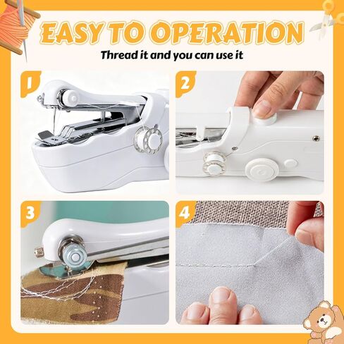 Hand Held Sewing Machine, Portable Sewing Machine For Beginners & Adults Hand Held Sewing Device with Sewing Kit, Quick Stitch Suitable for DIY Home Travel in Kuwait