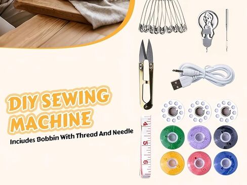 Hand Held Sewing Machine, Portable Sewing Machine For Beginners & Adults Hand Held Sewing Device with Sewing Kit, Quick Stitch Suitable for DIY Home Travel in Kuwait