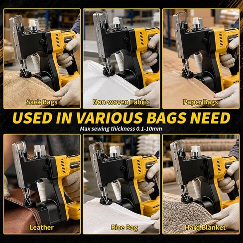 Cordless Bag Closing Machine Compatible with Dewalt 20V Battery(Battery Not Included), Auto Heavy-duty Bag Sewing Machine, Portable Bag Sewer for Sack Woven Bag Kraft Paper Bag Sealing in Kuwait