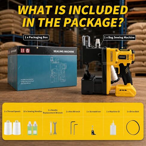 Cordless Bag Closing Machine Compatible with Dewalt 20V Battery(Battery Not Included), Auto Heavy-duty Bag Sewing Machine, Portable Bag Sewer for Sack Woven Bag Kraft Paper Bag Sealing in Kuwait