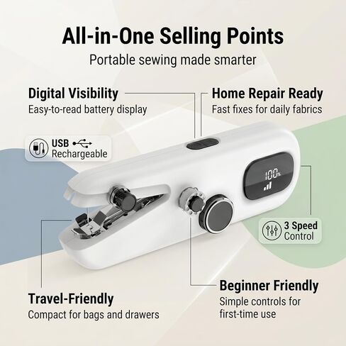 Rechargeable Handheld Sewing Machine, Cordless Mini Portable in Kuwait