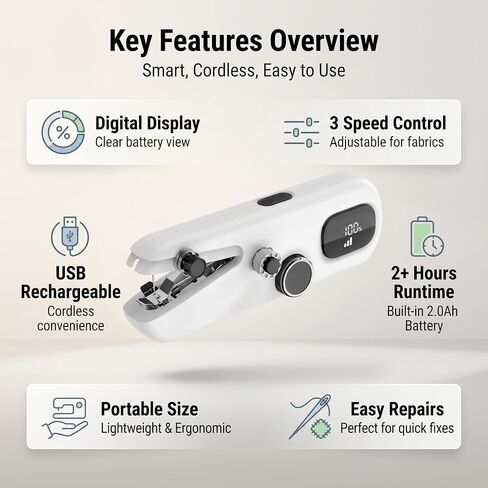 Rechargeable Handheld Sewing Machine, Cordless Mini Portable in Kuwait