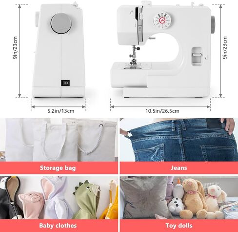 Sewing Machine with Extension Table, Mini Sewing Machines, Electric Portable Sewing Machines for Beginners, 12 Stitch Dual Speed with Foot Pedal & Sewing Kit, Ideal for Clothes, Pillowcases, Sheets in Kuwait