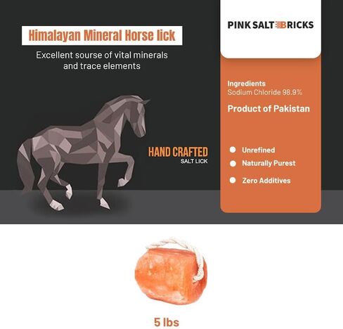 Himalayan Horse Salt Lick 4 Pack, 5 to 6 lbs Each Animal Salt Block on Rope for Deer, Goat, and Livestock in Kuwait