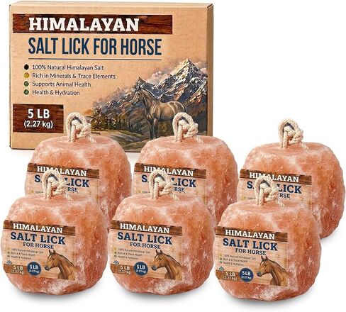 6 Himalayan Salt Block for Horses with Rope Natural Horse Salt Lick for Hydration and Mineral Support in Kuwait