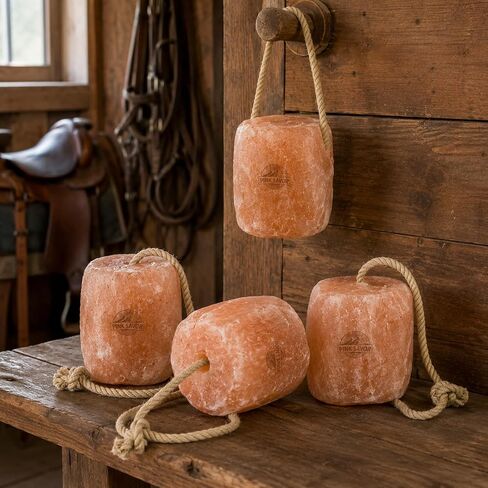 Himalayan Pink Salt Lick with Rope, 5-6 lb Each, 4 Pack for Horses & Cattle in Kuwait