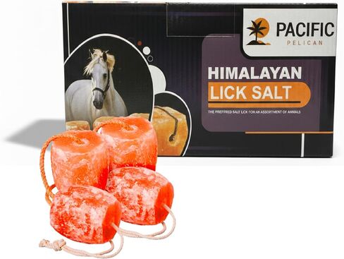Himalayan Pink Salt Licks for Animals – Natural Salt Block with Rope for Horses, Cows, Deer & More – No Harmful Elements - Approximately 18 lbs (Pack of 4) in Kuwait