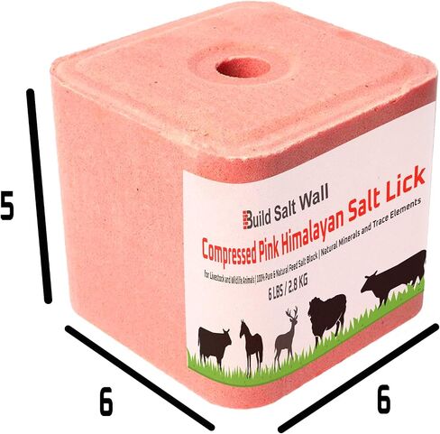 Compressed Pink Himalayan Salt Lick 6 lbs 100% Natural and Pure Feed Salt Block that Contains Trace Elements and Natural Minerals in Kuwait