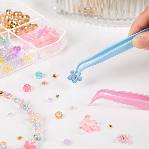 Fyntave 12 Pack Plastic Tweezers, 4.5 Inch Bent Tweezers Sticker Craft Tweezer for Stickers Crafting, Tweezer for DIY Jewelry Making Baking Decoration Reptile Feeding Blue Pink in Kuwait