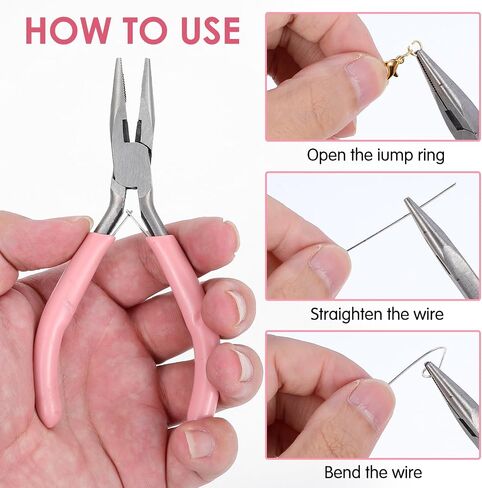 Needle Nose Pliers with Teeth, 4.5 Inch Pliers for Jewelry Making, Comfort Grip Handle Craft Pliers for Wire Bending, Repair, Object Grasping in Kuwait