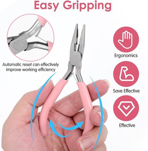 Needle Nose Pliers with Teeth, 4.5 Inch Pliers for Jewelry Making, Comfort Grip Handle Craft Pliers for Wire Bending, Repair, Object Grasping in Kuwait