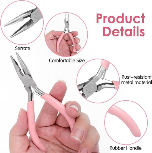 Needle Nose Pliers with Teeth, 4.5 Inch Pliers for Jewelry Making, Comfort Grip Handle Craft Pliers for Wire Bending, Repair, Object Grasping in Kuwait