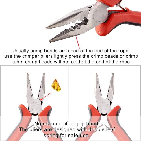 Pandahall 1Pcs Carbon Steel Crimper Pliers Crimping Tool Jewelry Wire for Crimp Beads Jewelry Making (Red) in Kuwait