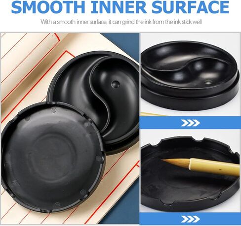 2pcs 2pcs Plastic Ink Dish with Lid, Desktop Calligraphy Accessory in Kuwait
