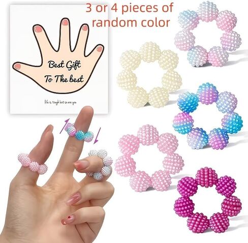 3pcs Sensory Spike Ball Rings - Designed to and Stress, Adjustable Rings with Multi-Color Gradient. Suitable for Adults, Finger Massager. Different Textured Spike Beads for Stress in Kuwait