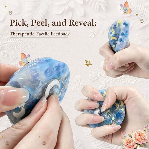 LOOMI 4 Pack Picky Pad - Artistic Oil Painting Inspired Skin Picking Fidget Toys for Adults - Aesthetic Sensory Picking Pad Set with Metallic Charms for Stress Management and Focus - 4 Unique Designs in Saudi Arabia