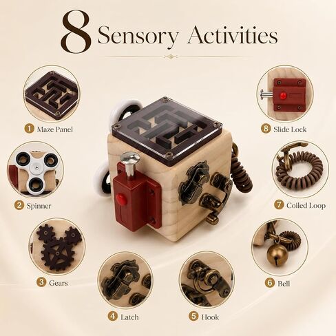 Busy Cube for Seniors, Wooden Dementia Fidget Toy, Sensory Activity Gift in Saudi Arabia