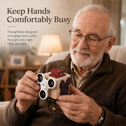 Busy Cube for Seniors, Wooden Dementia Fidget Toy, Sensory Activity Gift in Saudi Arabia