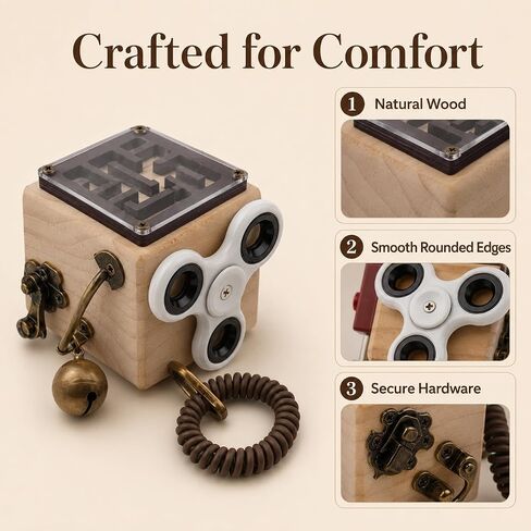 Busy Cube for Seniors, Wooden Dementia Fidget Toy, Sensory Activity Gift in Saudi Arabia