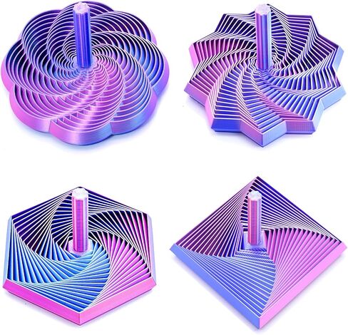 2PCS 3D Printed Expanded Fidget Star with Handles,Expandable Fractal Spiral Sensory Toy, Whirling Hexagon Desk Fidget for Stress Relief Desk Toy for Anxiety, Office Gifts (Blue Purple) in Kuwait