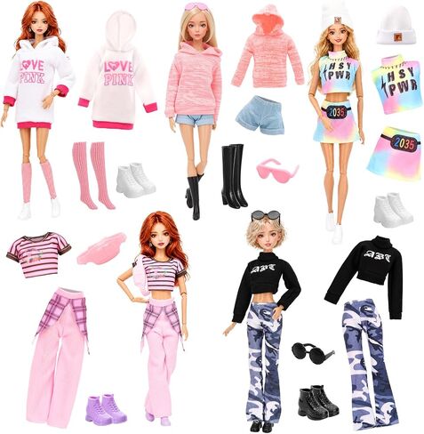 17 Pcs 11.5 Inch Dolls Fashion Pack 6 Set Clothing for Girl Dolls in Kuwait