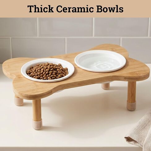 Elevated Dog Bowls for Small Dogs, Set of 2 Ceramic Dog Bowls with Stand in Kuwait