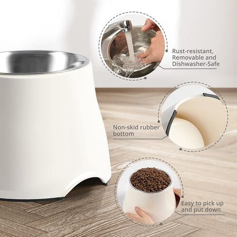 yoken Elevated Dog Bowls,[Prevention of Vertebrae Disease][Super Non-Slip] Dog Bowl with Stainless Steel Bowl,High Capacity,for Medium/Small Size Dogs in Kuwait