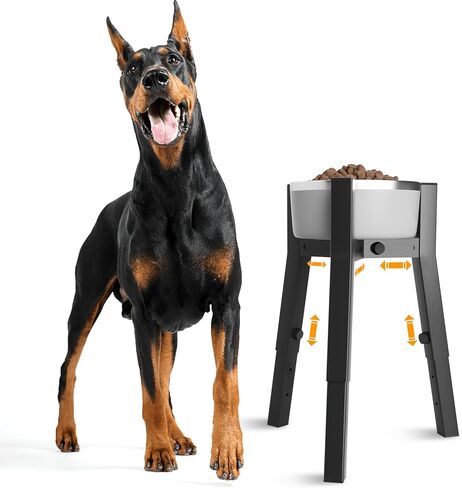 SHAINFUN Grey Metal Stand for Large Dogs, Adjustable Width Tall Elevated Bowls for 7-10.6" Dishes, Food Water Feeder, Raised Holder, 11" Tall (Bowl Not Included) in Kuwait