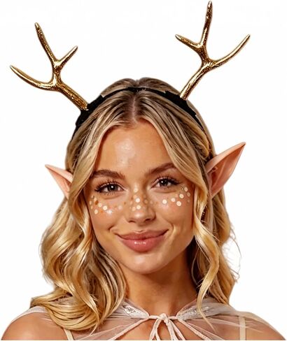 JeVenis Luxury Reindeer Antler Headband Gold Deer Headband Festival Wear Party Hats in Kuwait