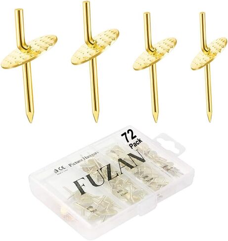 72 pcs Picture Hangers with 10-60lbs, 4 Different Size Picture Hangers, Iron Alloy Nail Hooks, Plaster Picture Hanging Kit on Wooden/Drywall Hanging Hardware for Clock, Mirror, Jewelry in Kuwait